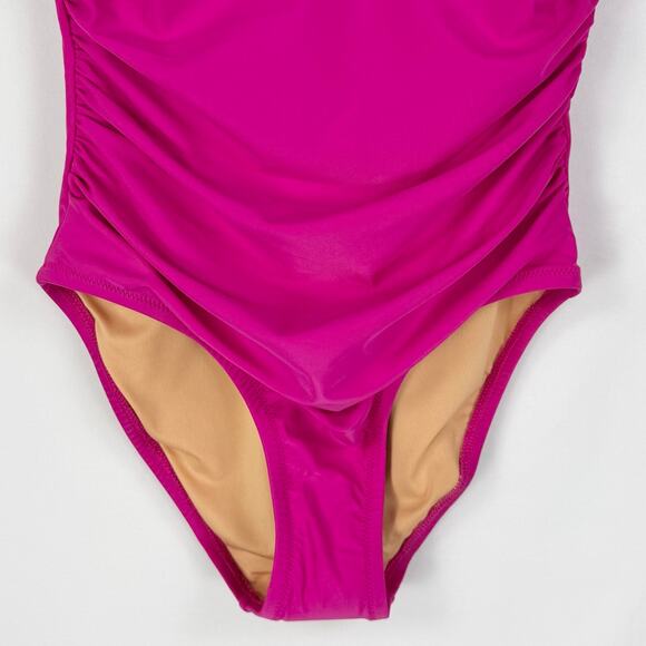 J Crew Womens Ruched Ruffle One Piece Swimsuit Size 8 Pink - Picture 5 of 14